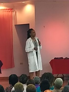 Speaking to TTARP members about blood donation and blood transfusion.